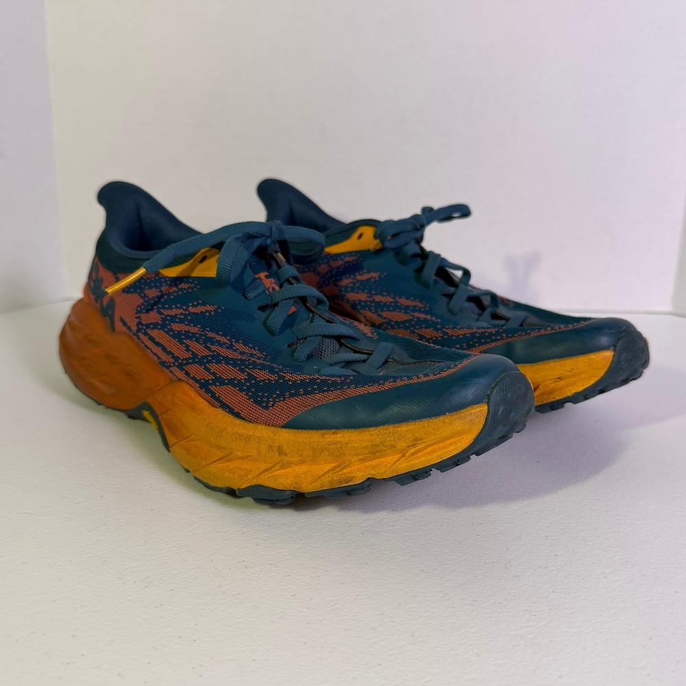 Hoka Speedgoat 5 Women Trail Running Shoes Blue Orange Vibram Sneaker 1123158